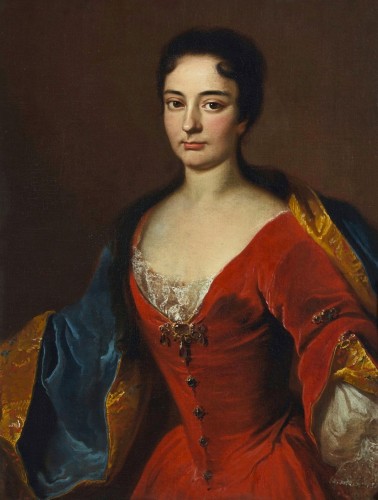 Portrait of a Lady in a Red Dress, Johann Rudolf Huber (668–1748) - Paintings & Drawings Style Louis XIV
